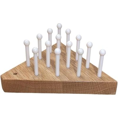 Solid Oak Wooden Peg Game Tricky Triangle, Classic Wooden Brain Teaser Puzzle