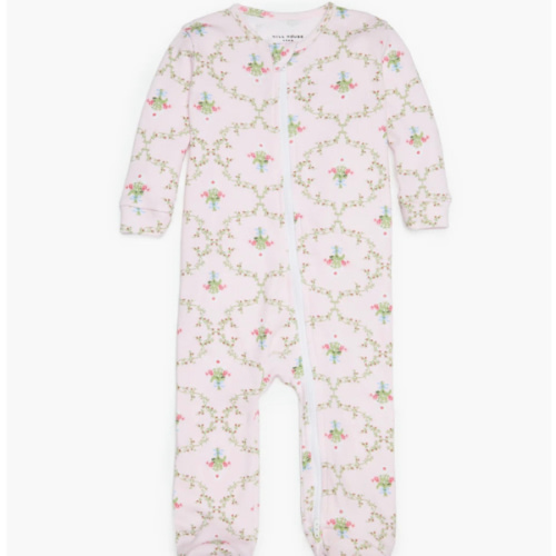 The Footie Pajama - Light Pink Trellis