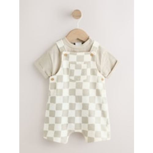 Buy Grey/Neutral Checkerboard Jersey Dungarees and Bodysuit Baby Set (0mths-2yrs) from Next USA