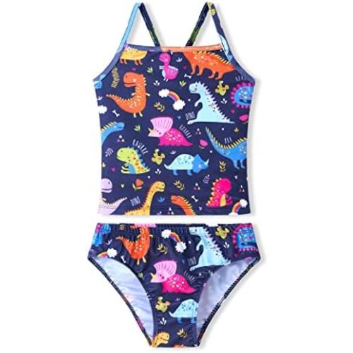 Girls Tankinis Two Pieces Swimsuits Hawaiian Beach Sport Bathing Suit Set for 2-12 Years Old Kids
