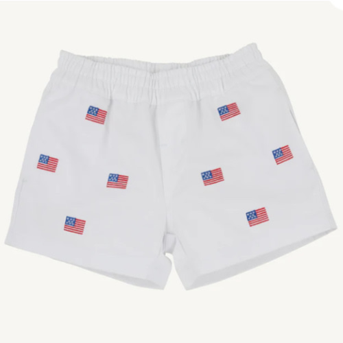 Critter Sheffield Shorts (Twill) - Worth Avenue White with American Fl