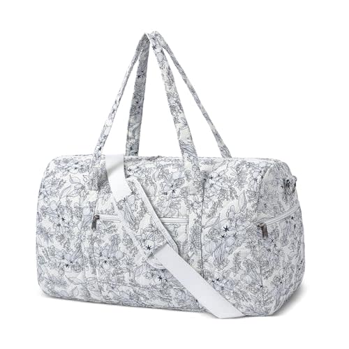Gym Bag for Women, Cute Duffle Bag, Quilted Duffle Bag for Travel, Floral Duffle Bags, Weekend Bag with Zipper Pocket Dance Bag Organizer