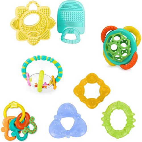 Bright Starts Teeth Relief 8pc Gift Set - BPA-Free Baby Teethers, Refrigerated Teething Toys, Unisex, 3 Months+