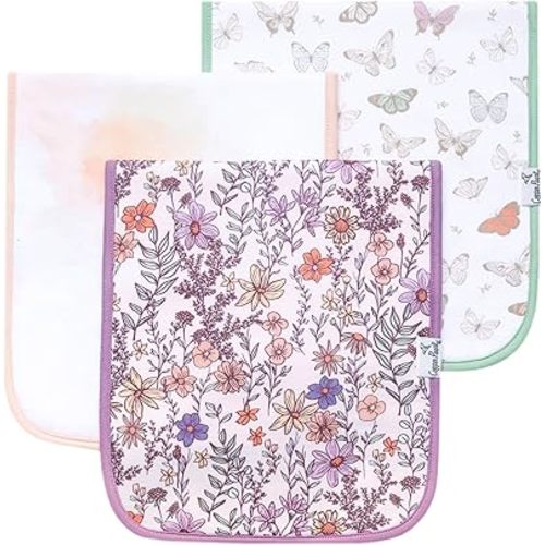 Copper Pearl Baby Burp Cloth Large 21''x10'' Size Premium Absorbent Triple Layer 3-Pack Gift Set Flora