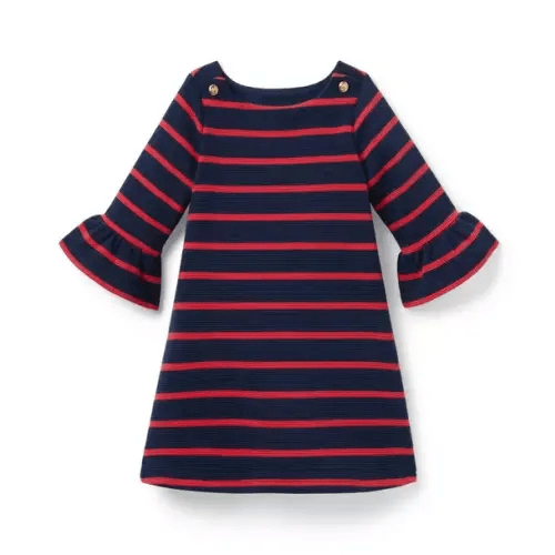 Girl Merchant Marine Stripe Striped Ruffle Cuff Dress by Janie and Jack