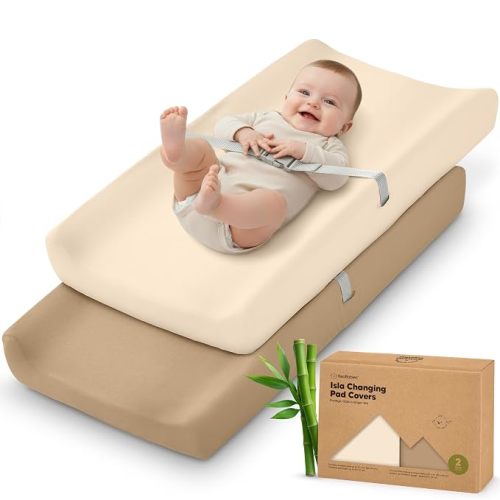 2-Pack Baby Changing Pad Cover for Girl, Boy, 34x18 (Pecan)