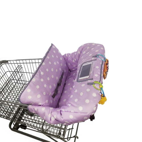 Shopping Cart Cover for Baby boy Girl, Multi-in-1 Cart Covers for Babies, Infant High Chair Cover, Machine Washable, Soft Padded Grocery cart seat Cushion Cover, Purple dots