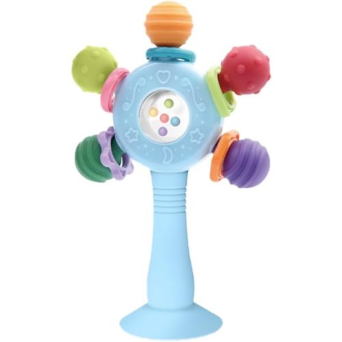 Baby Teether Toys for Babies 0 3 6 9 12 18 Months,Baby Rattle Toys,Baby Sensory Toy for 0-6 6-12 Months, Montessori Early Education,Manhattan Ball,Grasp Training Toy,Suction Cup Toys(Blue)
