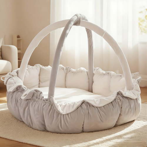5-in-1 Thick & Plush Baby Gym, Baby Mats for Floor, Tummy Time Mat, Cat Bed, Dog Bed, Convertible Stage-Based Developmental From Baby to Toddler, Ball Pit, Pet Cushion Cloudico