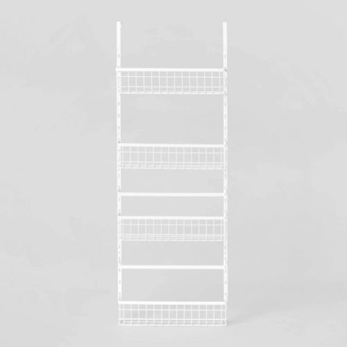 4 Tier Over-The-Door Storage Rack - Brightroom™: Adjustable Shelves, White Steel, Over Door Organizer, 4 Baskets