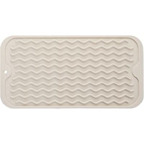 MicoYang Silicone Dish Drying Mat for Multiple Usage,Easy clean,Eco-friendly,Heat-resistant Silicone Mat for Kitchen Counter or Sink,Refrigerator or Drawer Liner Tapioca S 12 inches x 6 inches