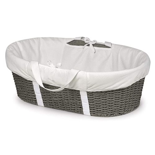Badger Basket Woven Moses Changing Basket - Portable Baby Diaper Station with Pad, Liner, and Cover - Lightweight Newborn Changing Basket for Home or Travel - Espresso/Ecru