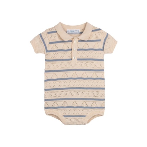 Pointelle Knit Cotton Polo Bodysuit