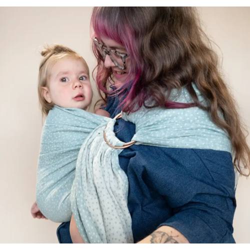 Fizz Ring Sling Baby Carrier - Blue Polka Dot Linen | hope&plum