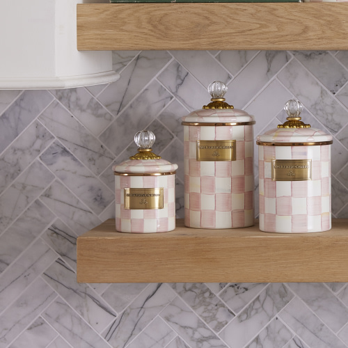 Rosy Check Enamel Canisters