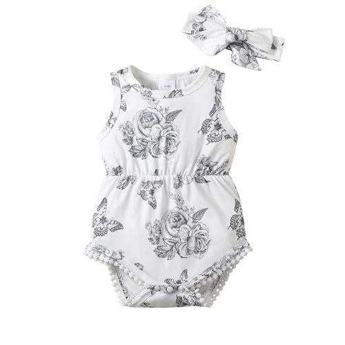 Mioglrie Baby Girl Clothes Newborn Girl Clothes Summer Infant Baby Girl Outfits Romper Headband Clothing Sets