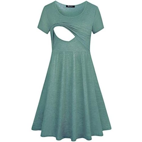 Quinee Women's Floral Short Sleeve Summer Maternity Nursing Breastfeeding Dress