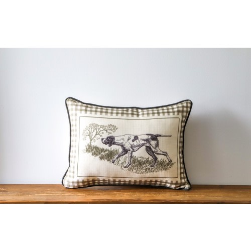 Gingham Hunting Dog Pillow