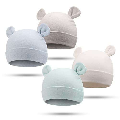 Bamery Newborn Baby Girls Hospital Hat Thick Cute Bear Ear Cotton Baby Boy Beanie for 0-6Months