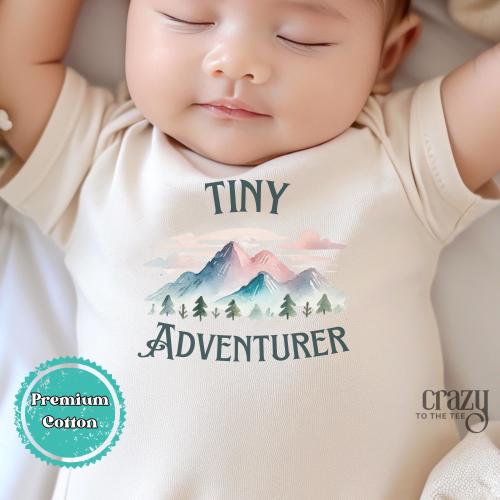 Tiny Adventurer Baby Onesie® Brand Bodysuit, Camping Baby Onesie® For Hiking Lover, Nature Baby Shower