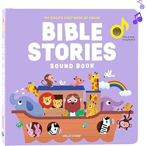 Bible Stories Christian Sound Books for Kids - 6 Bible Songs - Christmas, Baptism, Christening, Dedication Gifts for Boys and Girls - Religious Toys, Music Books for Toddlers 1-3