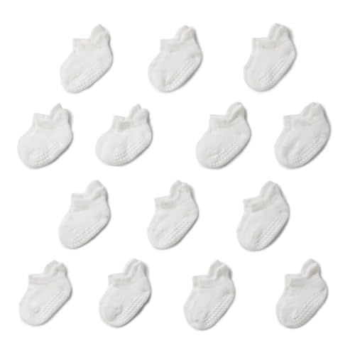 Amazon Essentials Unisex Babies' Non Slip Grip Low Cut Socks, 14 Pairs