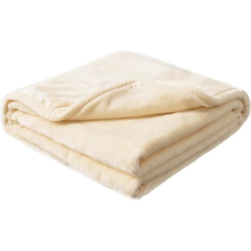 Yellow Plush Velvet Fleece Bed Blanket, Lightweight Queen Size Blanket, Soft Fuzzy Cozy Blanket for Couch (Cream Yellow, Twin)