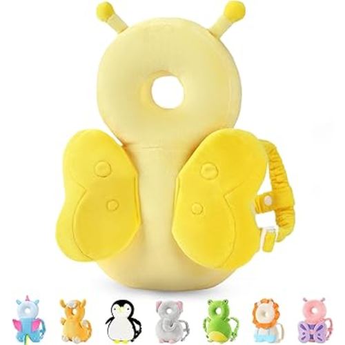 JunNeng Baby Head Protector Backpack, Toddler Walking Fall Head Protection,Yellow Butterfly