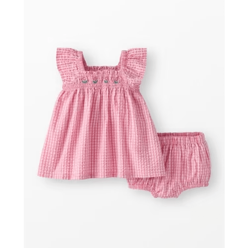 Baby Flutter Sleeve Seersucker Dress & Bloomers Set