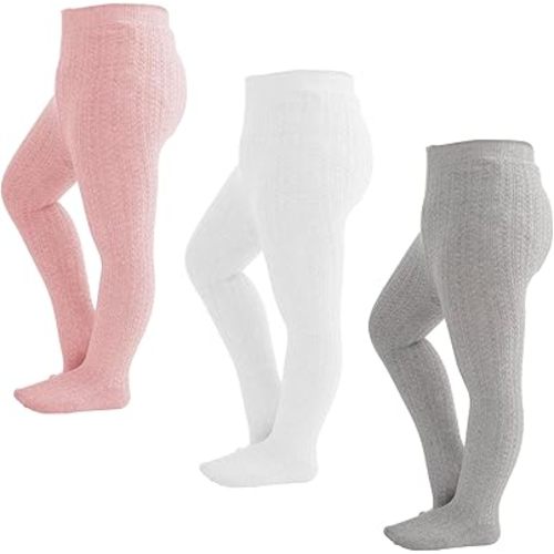 Marchare Baby Girls Tights Cable Knit Tights Thick Solid Footed Leggings Winter Warm Stockings