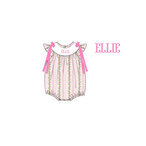 Pre-Order Custom Name Smocked Fancy Pink Bow Bubble
