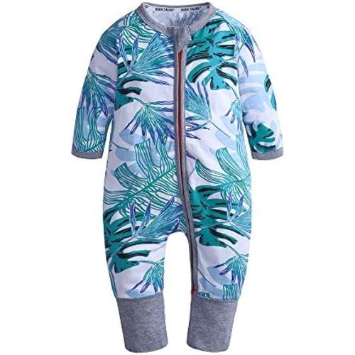 Kids Tales 2 Pcak Baby Footies Double Zipper Romper Pajama Toddler Cotton Playsuit Infant Boy Girl Cartoon Graphic Jumpsuit