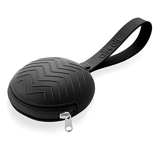 Ali+Oli BPA-Free Silicone Pacifier Holder Case (1-pk) Diaper Bag Accessory Newborn Travel Baby Pacifier Pouch (Black)