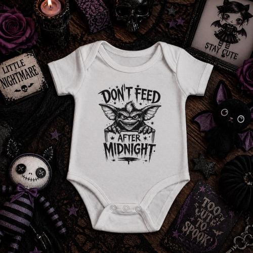 Gothic Baby Bodysuit: Don't Feed After Midnight Horror Infant Outfit