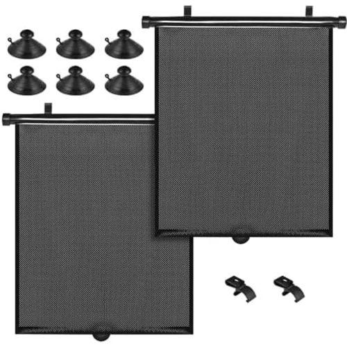 Car Sun Shade Side Window, Retractable Car Roller Shades for Side Window Blocks Harmful Sun Glare and Heat