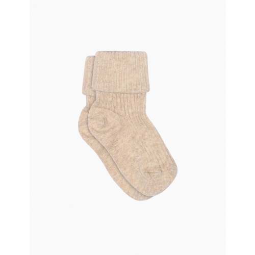 Cotton Rib Socks in Beige Melange