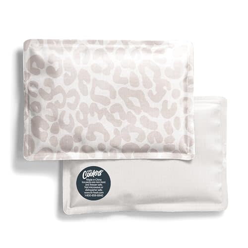 Fit & Fresh Cool Coolers 2 Pack Soft Ice for Lunch Bags, Flexible Stretch Nylon, Durable, Reusable Lunch Box Ice Packs, Soft Ice, Reusable Freezer Packs, Lunch Ice, Easy to Clean, Ivory Feline