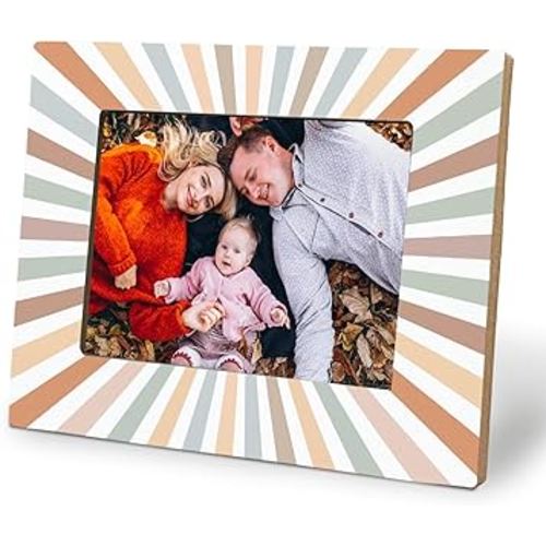Boho Sun Picture Photo Frame 5x7, Boho Home Room Decor, Abstract Retro Sunshine Picture Frames for Girls Boys Kids Room Nursery Desk Tabletop Wall Display Decoration