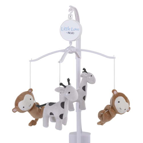 Little Love by NoJo Jungle Ride Gray Monkey and Giraffe Musical Mobile for Infant Nursery
