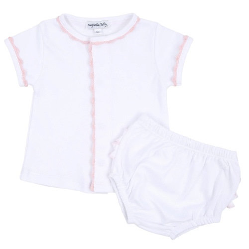 Baby Joy Ruffle Diaper Cover Set with Pink Crochet Trim