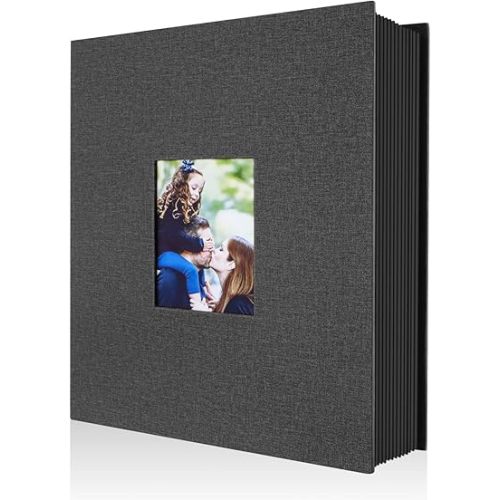 Ywlake Photo Album 4x6 400 Pockets, Linen Photo Albums Holds 400 Vertical Pictures Only Black