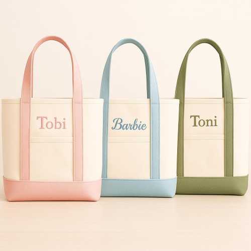Personalized Embroidered Canvas Tote Bag – Custom Name Bag, Large Gift Tote for Bridesmaid, Teacher, Wedding, Birthday, Travel BCSTB01