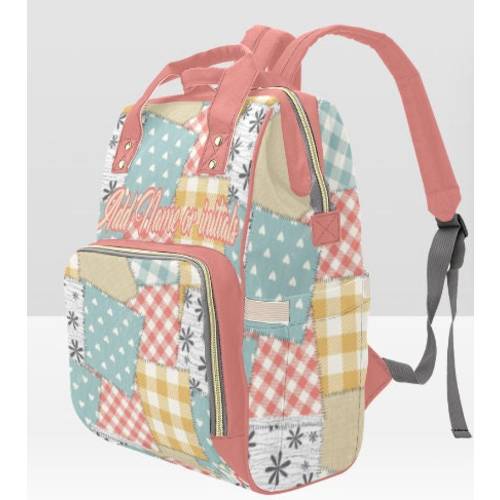 Personalized Patchwork Diaper Bag Backpack | Custom Quilt Bag