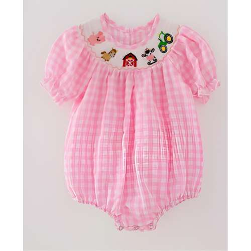 Pink Smocked Farm Bubble