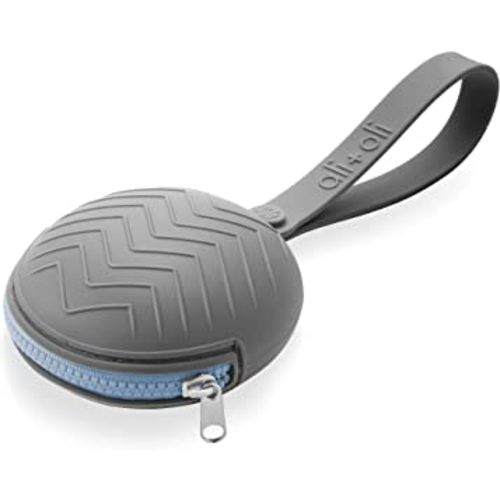 Ali+Oli Silicone Pacifier Case (Grey) 3" x 1.6" BPA-Free Newborn Pacifier Holder, Travel Baby Pacifiers Silicone Pouch, Pacifier Accessories for Boys & Girls, Silicone Pacifier Storage Case