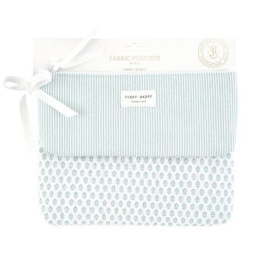 Sugar Paper Essentials 2pk Fabric Pouch Blue Floral/Blue Stripe