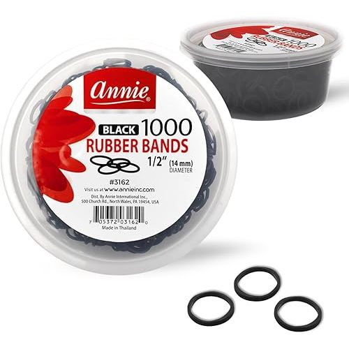 ANNIE 1000 RUBBER BANDS 1/2" #BLACK