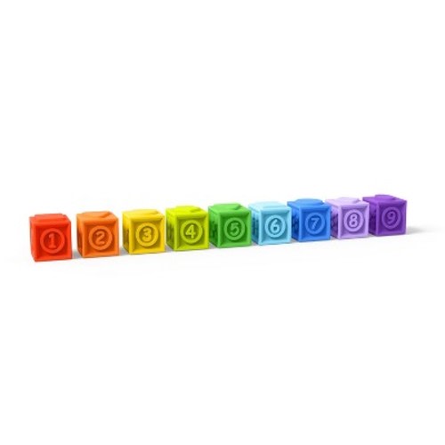 Bright Starts Kaleido Cubes 9pk Stack and Squeeze Baby Bath Toy Blocks