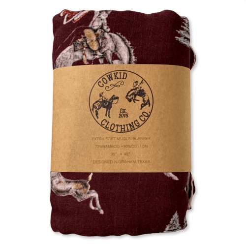 Traditional Red Cowboy Christmas Bamboo Muslin Blanket – Cowkid Clothing Company