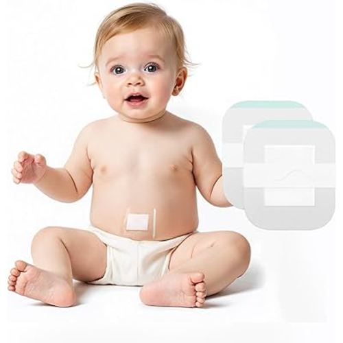 Baby Waterproof Umbilical Cord Stickers (15pcs), Navel Patches for Infants with Protruding Belly Buttons, Soft Cotton Hernia Pads, Baby Colic and Gas Relief Wrap 2.2 * 2.7Inch